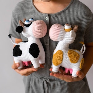 Crochet pattern toy Cow Doris, Amigurumi animals tutorial