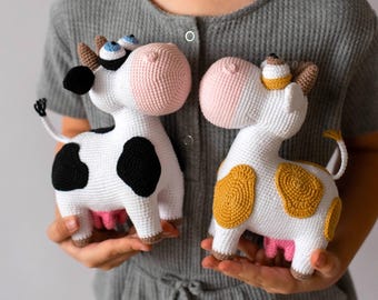 Crochet pattern toy Cow Doris, Amigurumi animals tutorial