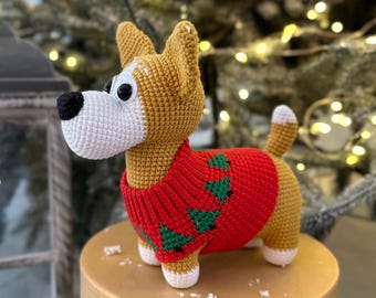 Crochet pattern Christmas Sweater for the Dog Corgi