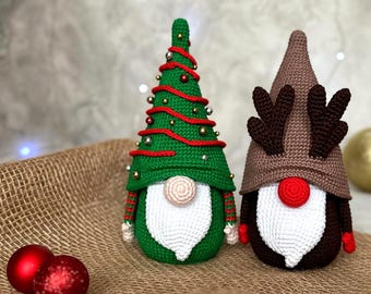 Crochet patterns 2 in 1 Christmas Gnomes Tree and Rudolph