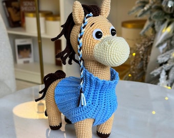 Crochet pattern toy Horse, Amigurumi animals tutorial