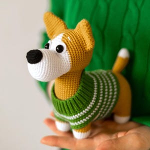 Crochet pattern toy Dog Corgi, Amigurumi animals tutorial