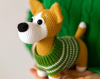 Crochet pattern toy Dog Corgi, Amigurumi animals tutorial