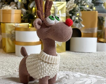 Christmas crochet pattern Reindeer Rudolph