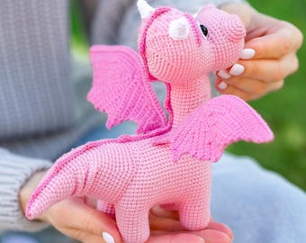 Crochet pattern toy Dragon, Amigurumi tutorial
