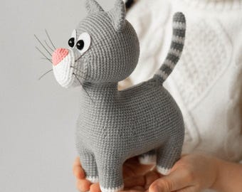Crochet pattern toy Cat Lillu, Amigurumi animals tutorial