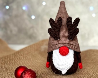 Crochet pattern Christmas Gnome Rodolph