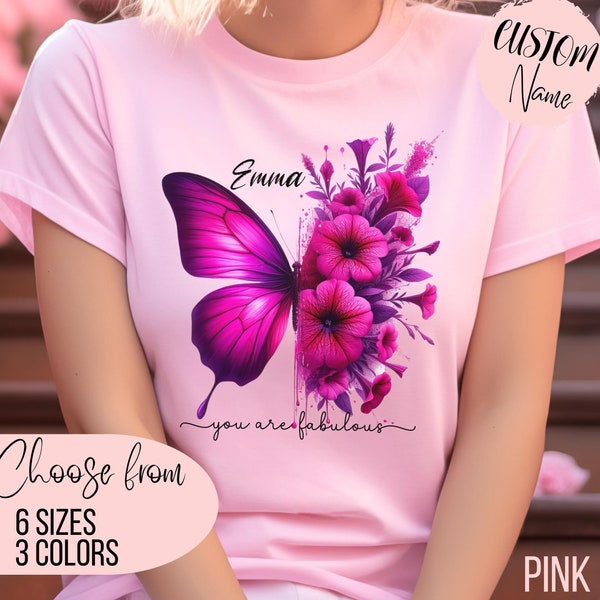 Custom You are fabulous butterfly TShirt, Butterfly Gifts, Botanical Shirt, Nature Lover, Floral Tee, Butterfly Flower Gifts, Mom Gift, Boho