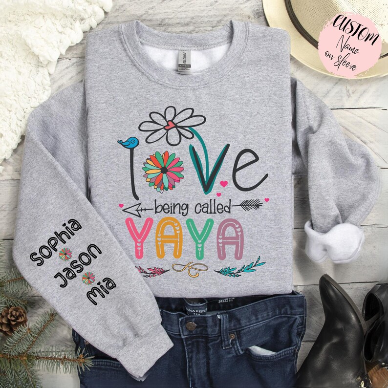 Customized Daisy Love Being Called Yaya Sweatshirt, With Kids Names