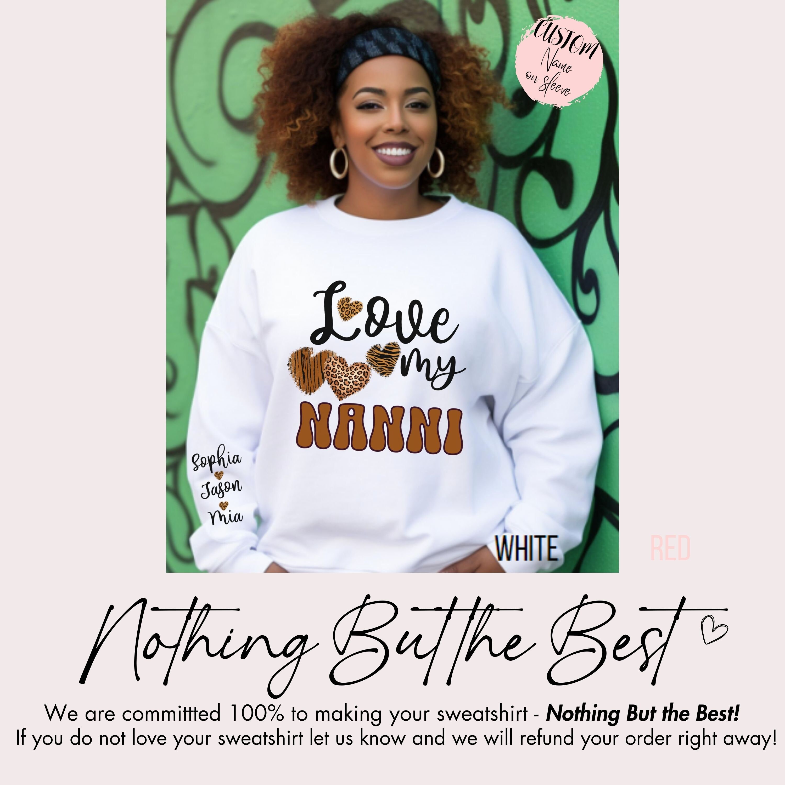 Customized Love My Nanni Sweatshirt, With Kids Names, Personal Nanni