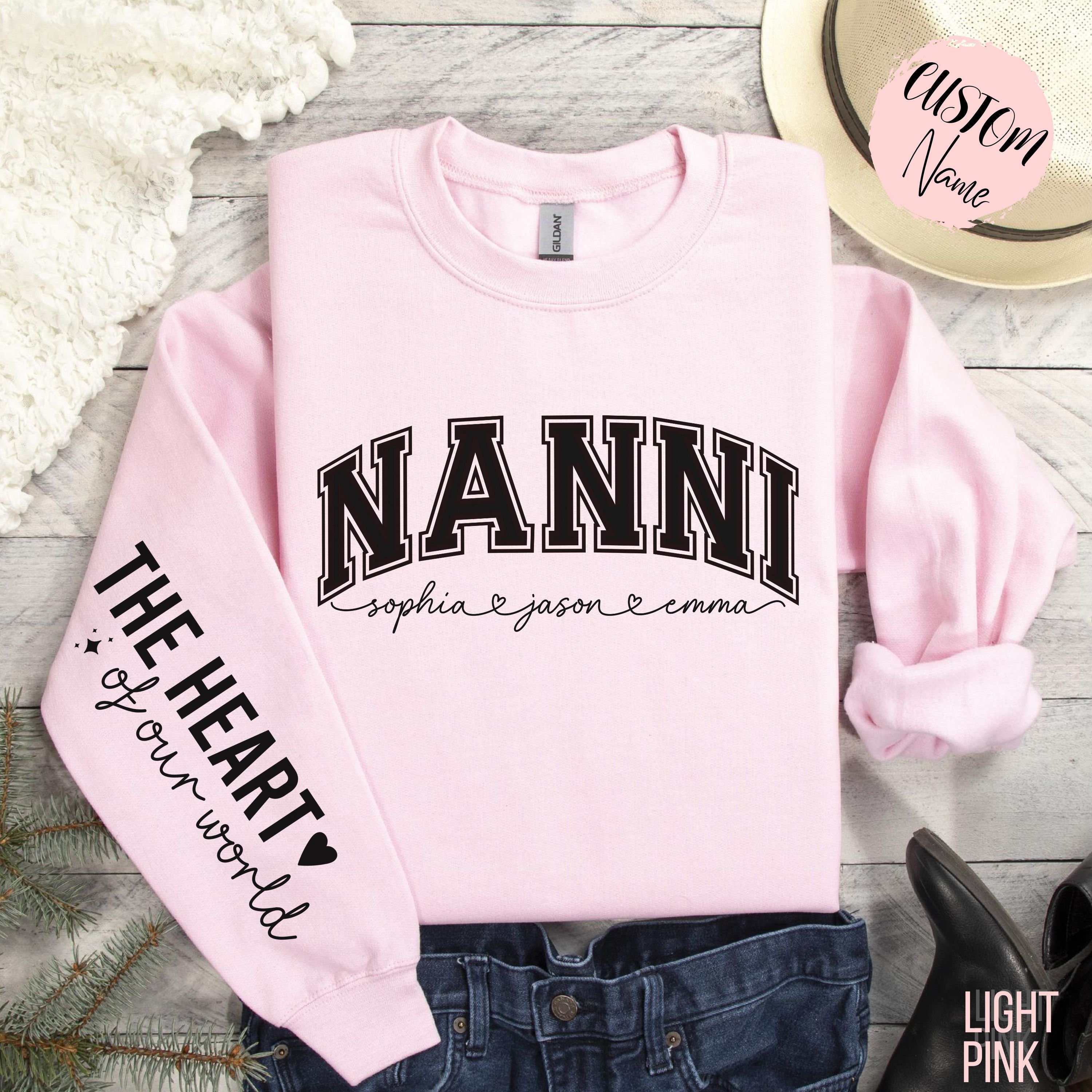 Customized Nanni the Heart of Our World Sweatshirt, Grandkids Names