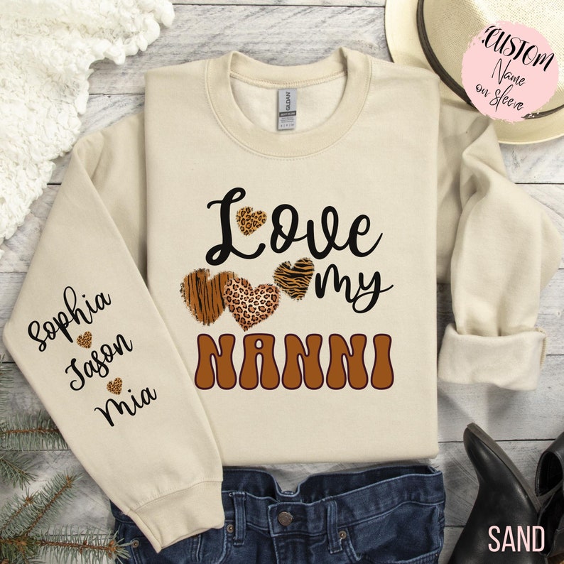 Customized Love My Nanni Sweatshirt, With Kids Names, Personal Nanni