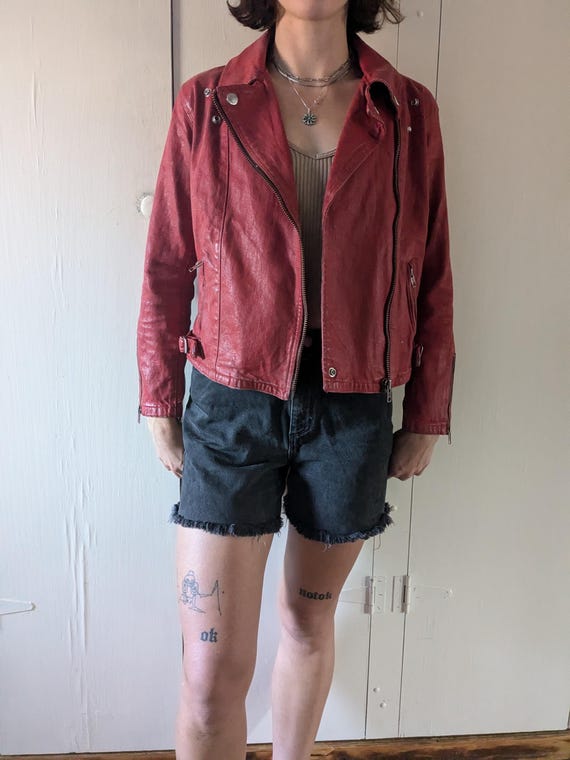 Levi Strauss Limited Edition Red Paint Denim Motorcycle Jacket