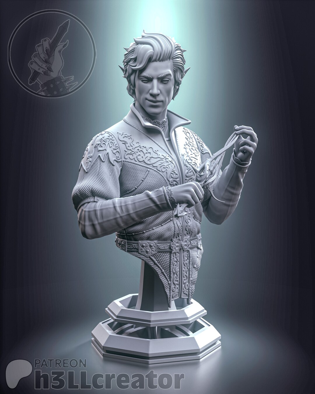 Astarion 3D Printed Bust Model baldur's Gate 3 1:8 Scale unpainted ...