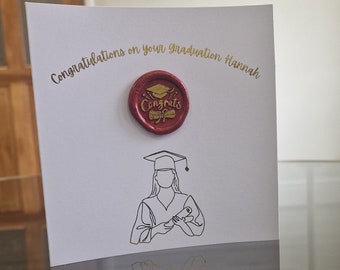 NEW| Personalised Graduation Card, Luxury Foiled Graduation Card, Wax Seal Card, Personalised Graduation Card Girl, Cool Graduation Card