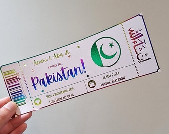Überraschungs Urlaubsticket, Surprise Pakistan Ticket, Ammi Geschenk, Abou Geschenk, Surprise Reveal Voucher, Urlaubsticket, Pakistan Bordkarte