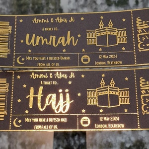 Luxury Gold Foiled Umrah Boarding Pass, Umrah Surprise Ticket, Umrah Gift Ticket, Umrah Reveal Voucher, Umrah Reveal Gift, Hajj Ticket image 5