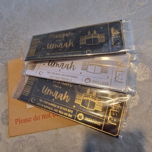Luxury Gold Foiled Umrah Boarding Pass, Umrah Surprise Ticket, Umrah Gift Ticket, Umrah Reveal Voucher, Umrah Reveal Gift, Hajj Ticket image 8