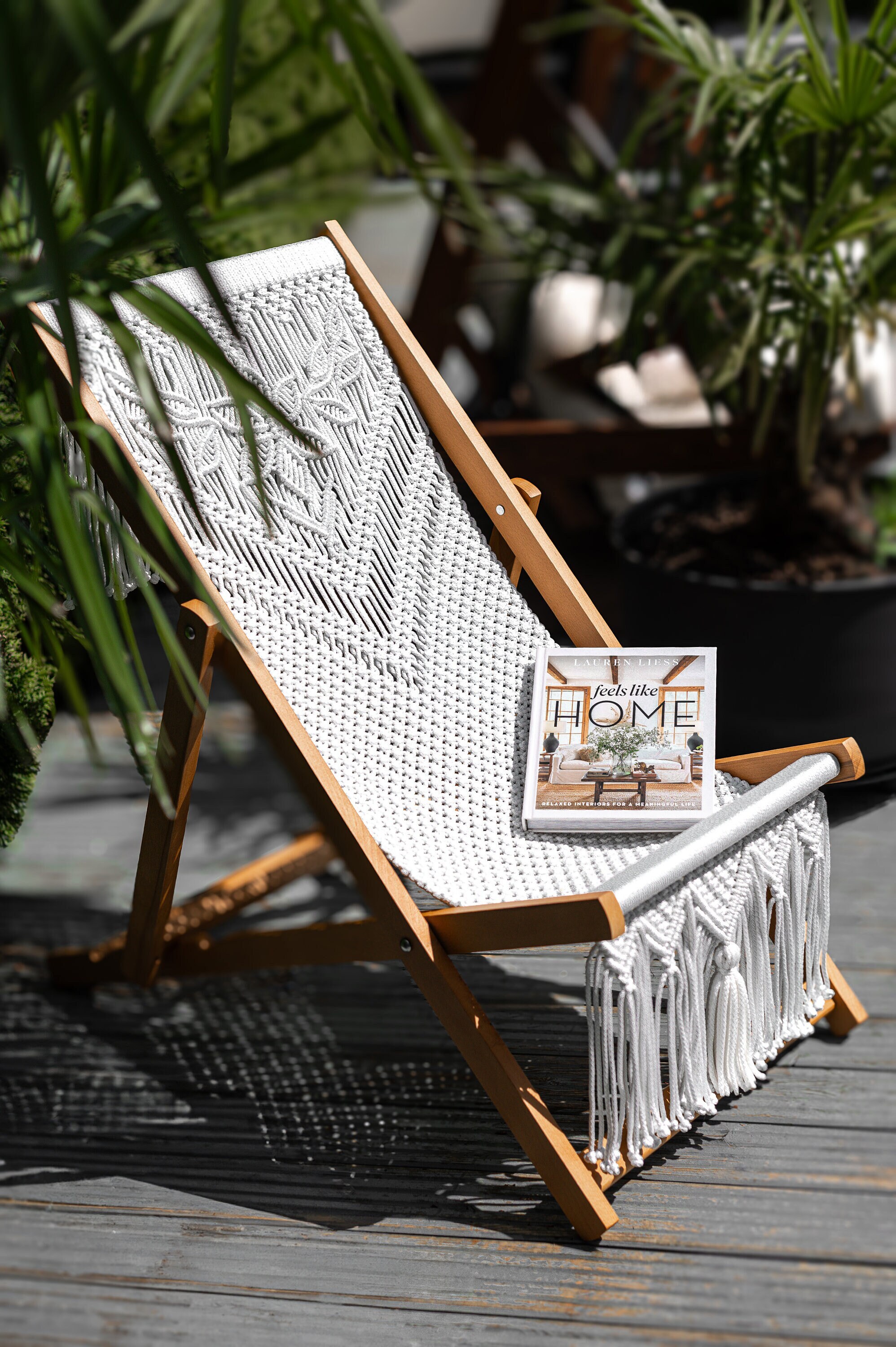 Macrame Wooden Deckchair Made to order Boho Style Furniture Folding Lounge Chair Beach Chair Folding Sun Lounger Patio Chair Etsy