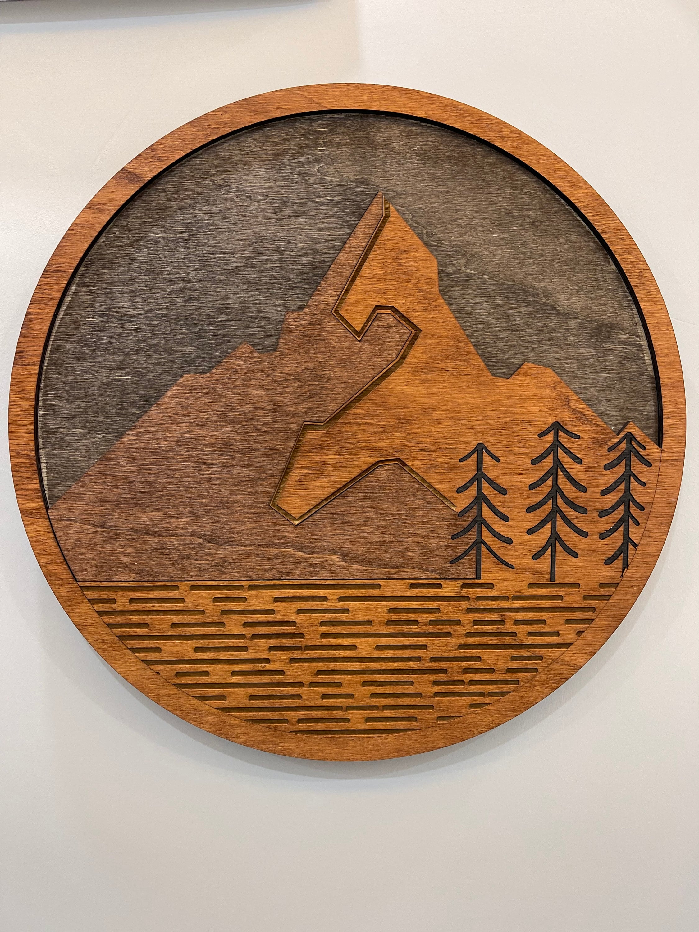 Mountain Design, Natural Rustic Wood Wall Art, Modern Mountain Wall Decor, Wood Wall Hanging Housewarming Gift, Farmhouse Wall Art Decor