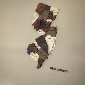 3D houten kaart van New Jersey, rustieke muurkunst staat New Jersey, 3D houten muurkunst staat, aangepaste staat kaartkunst, uniek houten kaartdecor
