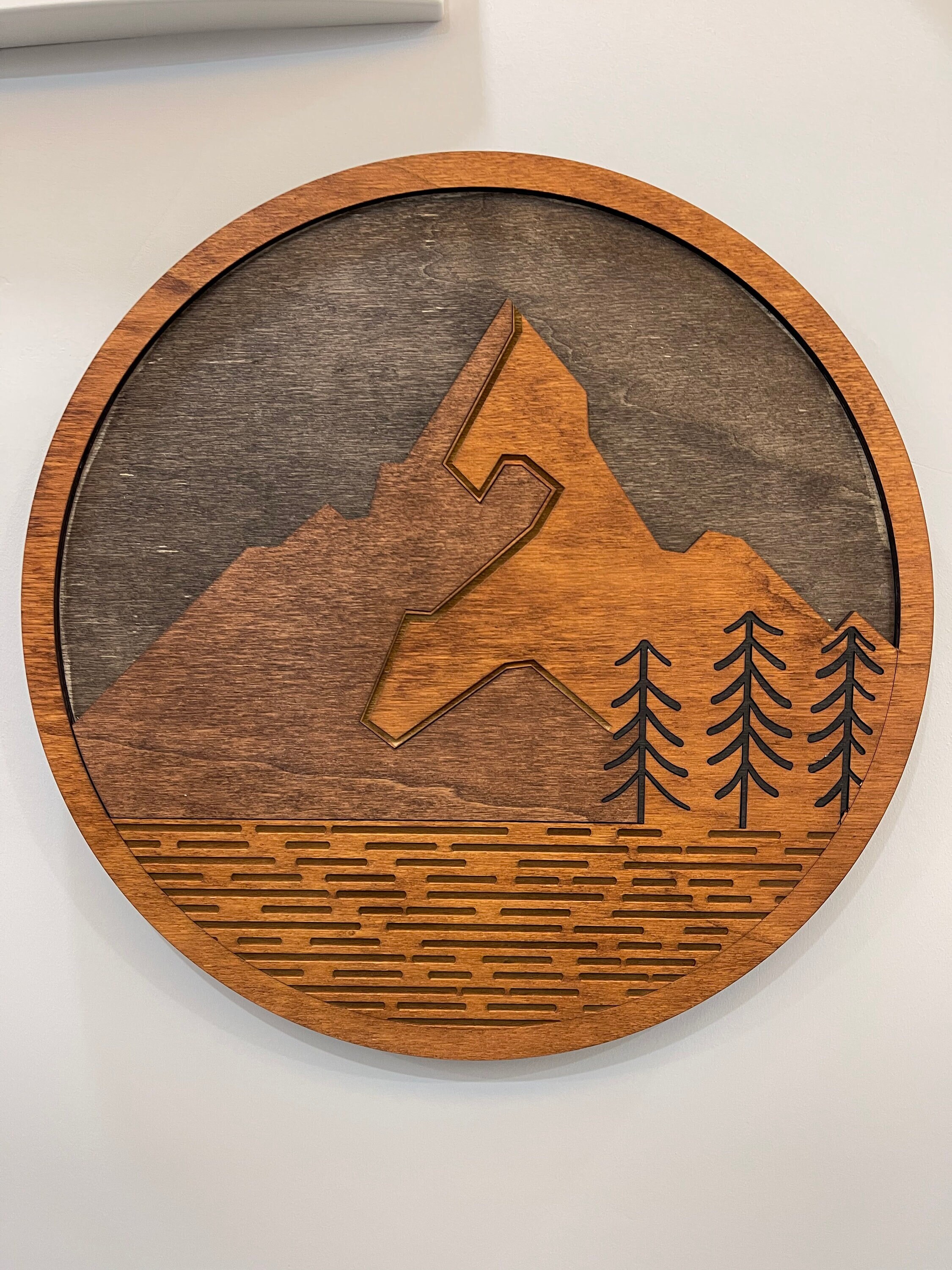 Mountain Design, Natural Rustic Wood Wall Art, Modern Mountain Wall Decor, Wood Wall Hanging Housewarming Gift, Farmhouse Wall Art Decor