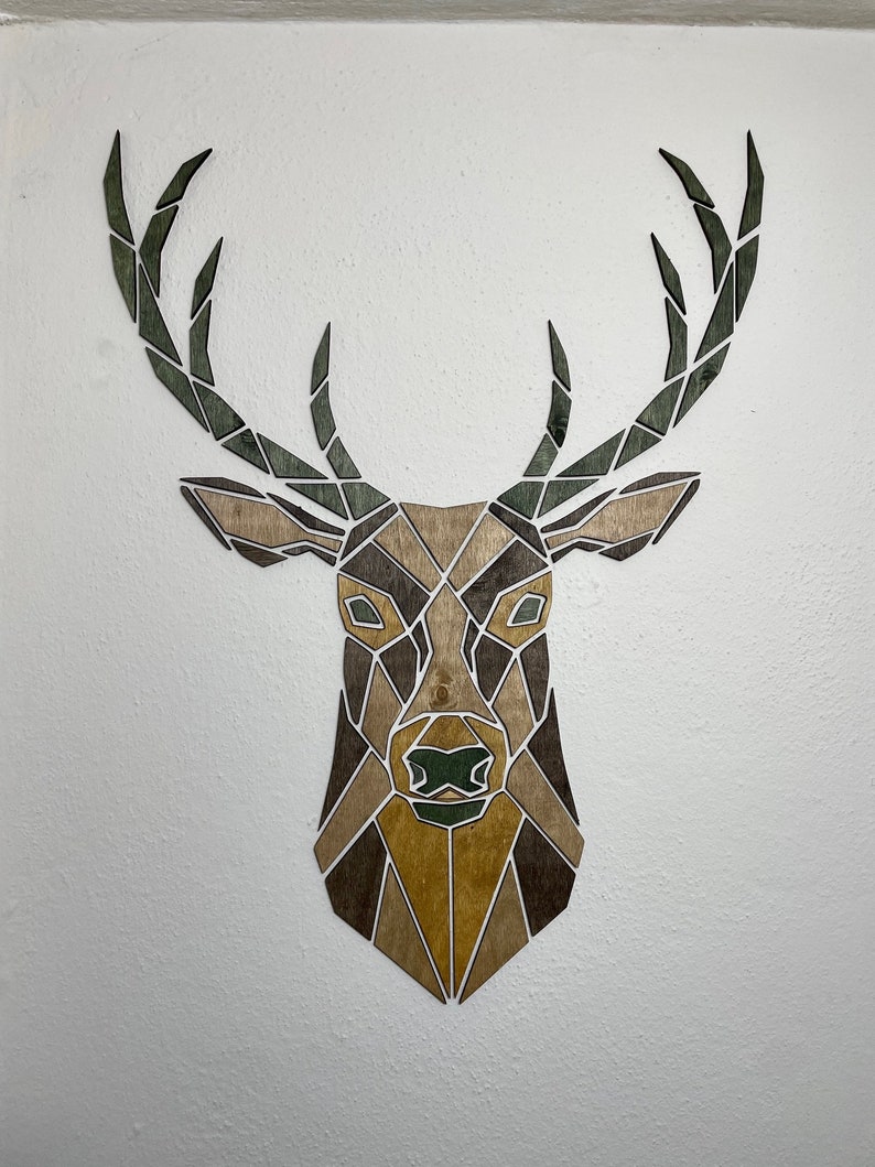 Deer Wood Art, Wood Wall Art, Painting Deer Decor, Deer Skull, Wall