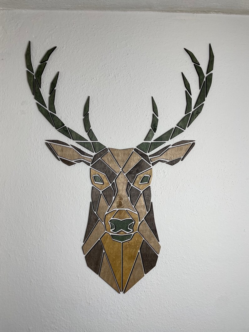 Deer Wood Art, Wood Wall Art, Painting Deer Decor, Deer Skull, Wall