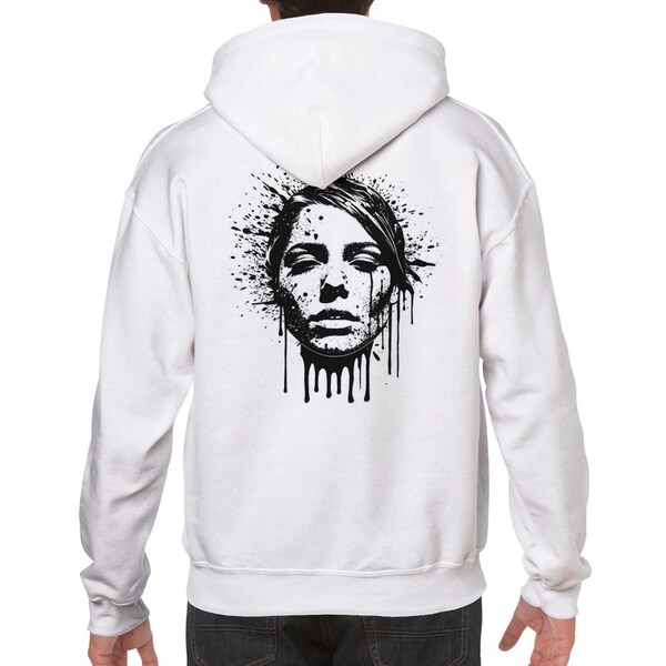 Gothic Weeping Woman Pull Over Hoodie Spay Paint Design