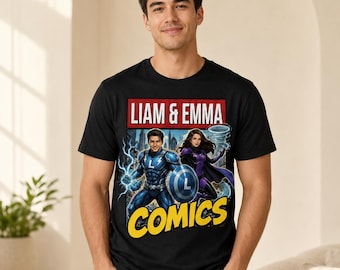 Custom Superhero Comic Portrait T-Shirt | Personalized Gift