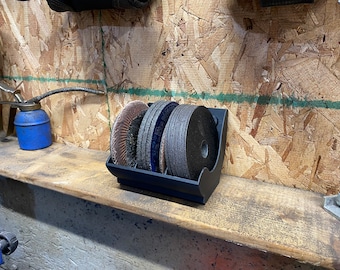 Angle Grinder Disc Holder - Disk Organizer (4.5" Disks), Wall Mounted Grinder Disk Storage, Work Bench Grinder Disc Holder