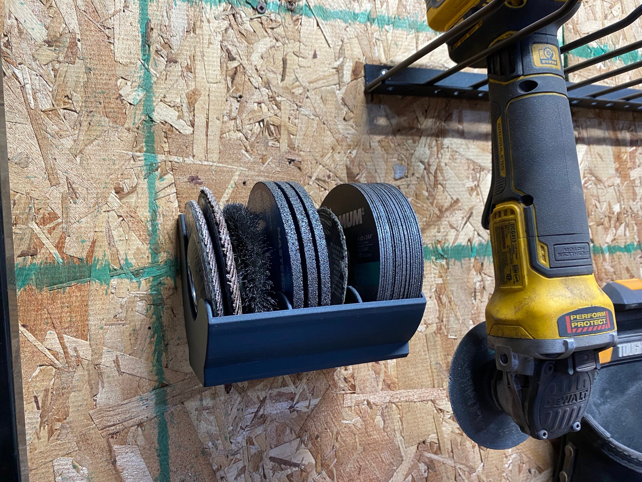 3d Model Angle Grinder Disc Holder Disk Organizer 4.5 Disks Wall Mounted Grinder Disk Storage Work Bench Grinder Disc Holder Etsy UK