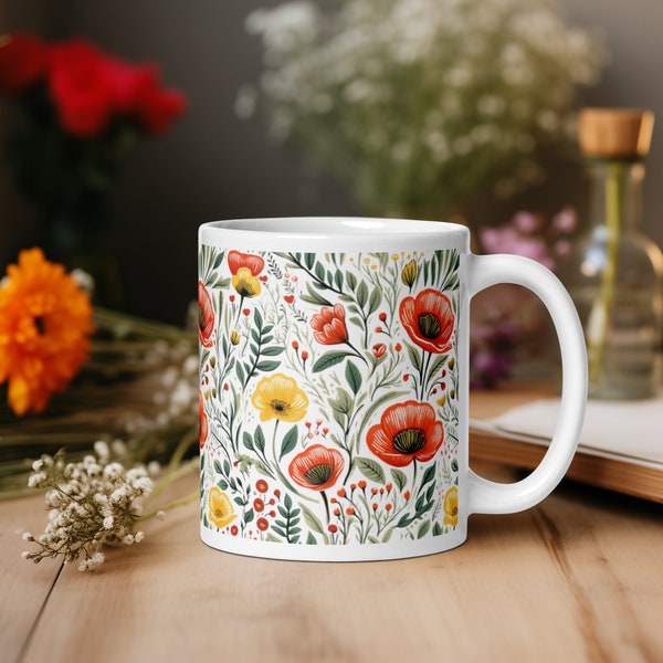 Mug "Éclat Coquelicot" - Vibrance Florale