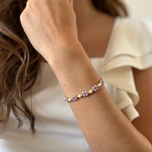 Pearl Bracelet / Purple / Mother Daughter Bracelet / Communion Gift / Confirmation Gift / Godmother Gift zdjęcie 2