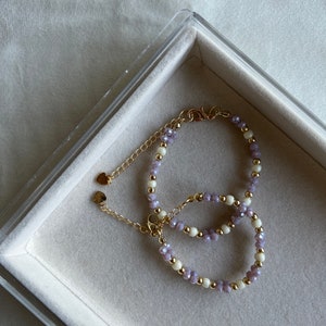 Pearl Bracelet / Purple / Mother Daughter Bracelet / Communion Gift / Confirmation Gift / Godmother Gift zdjęcie 8