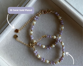 Pearl Bracelet / Purple / Mother Daughter Bracelet / Communion Gift / Confirmation Gift / Godmother Gift