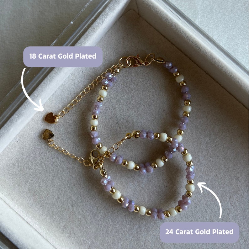 Pearl Bracelet / Purple / Mother Daughter Bracelet / Communion Gift / Confirmation Gift / Godmother Gift zdjęcie 1