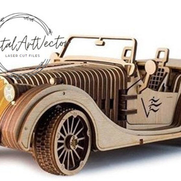 Fichier vectoriel CDR DXF SVG Pdf Ai de voiture classique découpé au laser