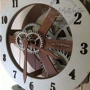 Laser Cut Wooden Mechanical Wall Clock 3D Puzzle CDR DXF SVG Pdf Ai File