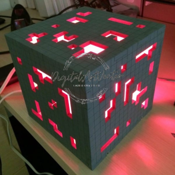 Lasergeschnittene Minecraft Redstone Lampe CDR DXF SVG Pdf Ai Datei