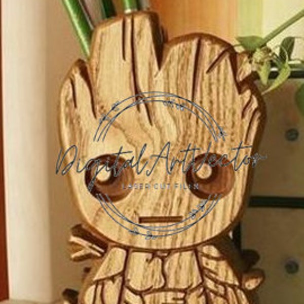 Baby Groot Pen Holder For Laser Cut CDR DXF SVG Pdf Ai Vector File