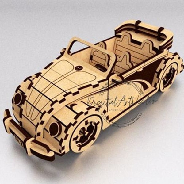 Laser Cut Volskwagen Beetle Model CDR DXF SVG Pdf Ai Vector Files With Assembly Pictures