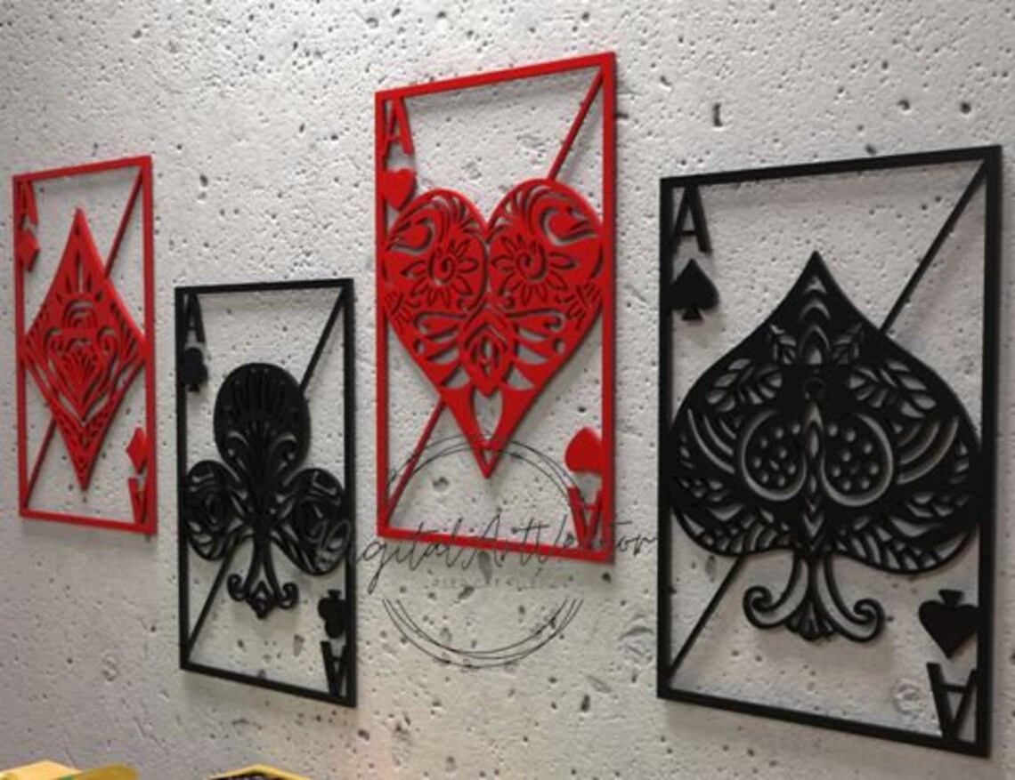 Laser Cut Playing Card Wall Art CDR DXF SVG Pdf Ai Vector Etsy