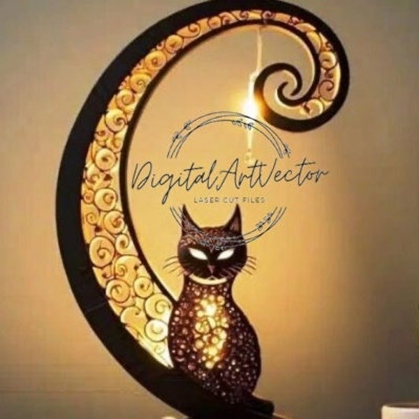 Lampe chat découpée au laser CDR DXF SVG Pdf Ai fichier vectoriel