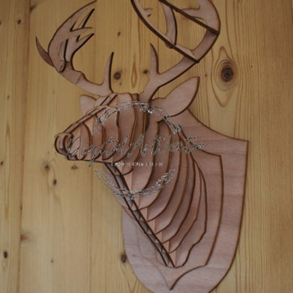 Laser Cut Deer Head Wall Hanging CDR DXF SVG Pdf Ai Vector File