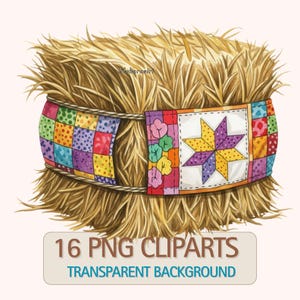 Watercolor Hay Bale Clipart Set: Farm Harvest Illustrations (Digital Download PNGs)