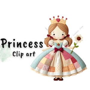 princess clip art- 11 transparent ,Patchwork clipart,quilt clipart,appliqué clipart, Digital download