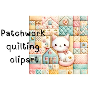 Patchwork Quilting Clipart  (Not a Sewing Pattern)| Watercolor Illustration | Digital Download