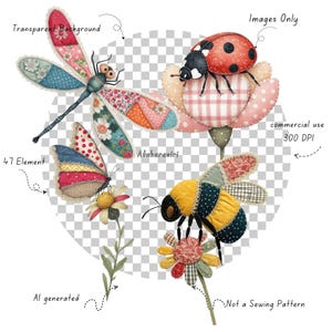 Spring Insects Clipart - 47 PNG Digital Download, Transparent Background, Butterflies, Dragonflies, Ladybugs, Bees
