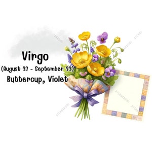 Virgo’s Virtue Zodiac Birthday Flower – 1 PNG & 1 JPG Clipart for Graceful DIY Designs